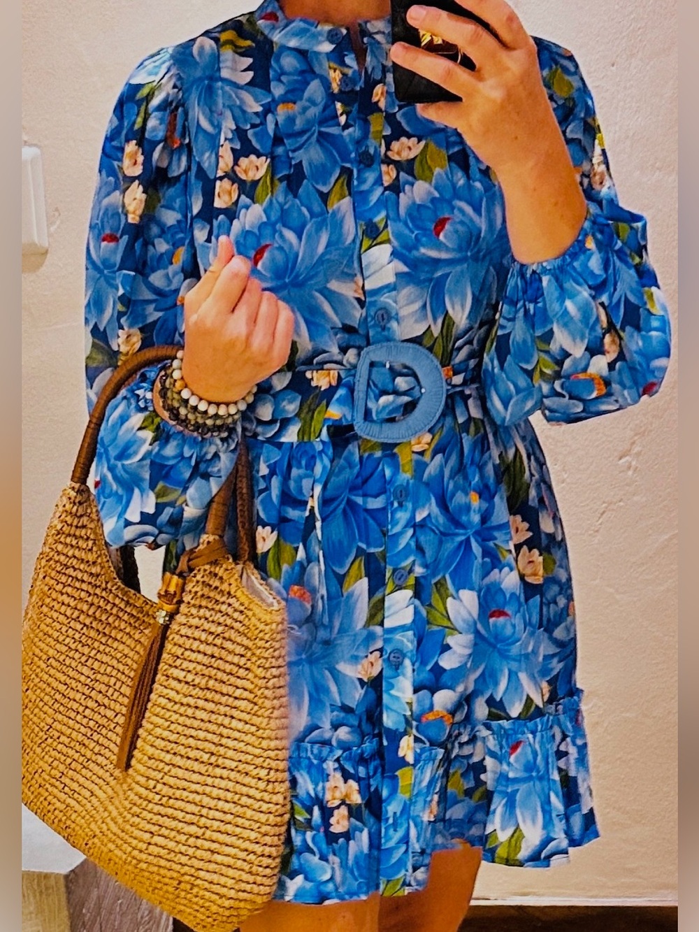 NWT Farm Rio x Anthropologie
Long-Sleeve Mini Swing Dress